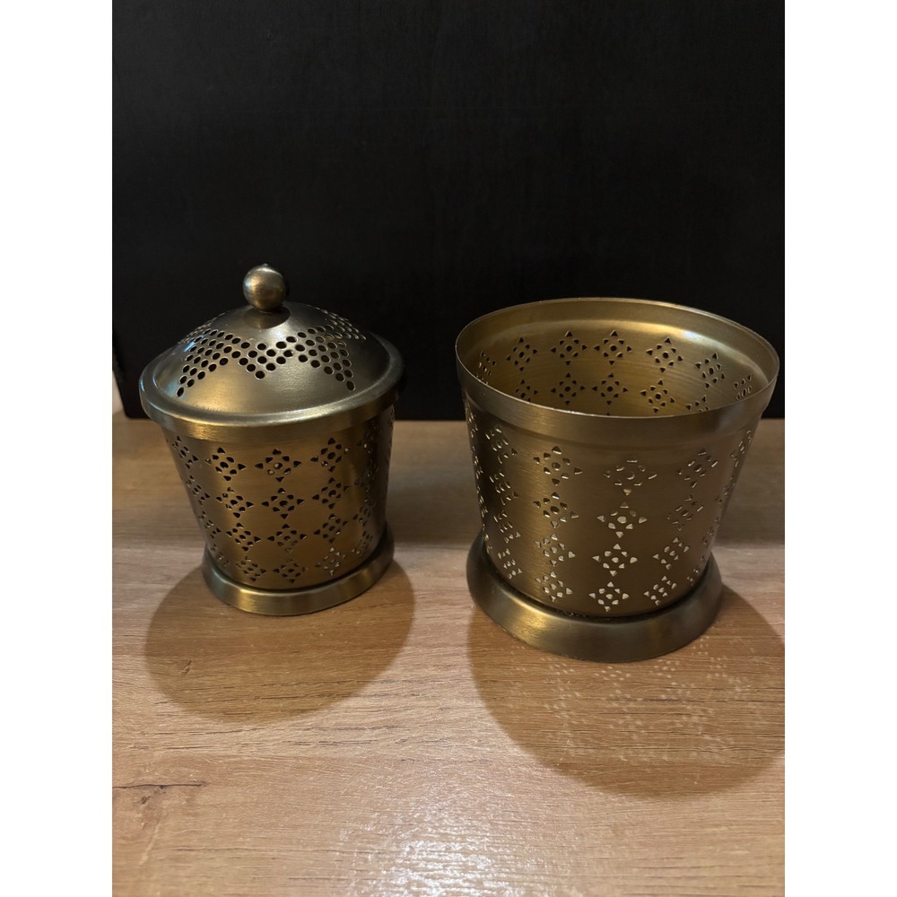 Opalhouse Jungalow Brass Metal Perforated Canister and planter Decorative Boho